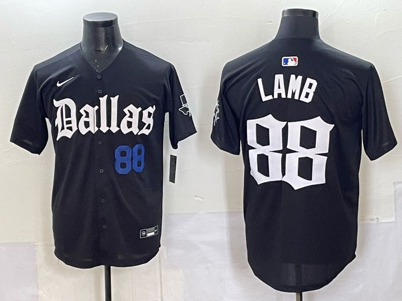 Men 2025 Nike Dallas Cowboys 88 Lamb Black 5th generation Joint Name Limited NFL Jersey 06